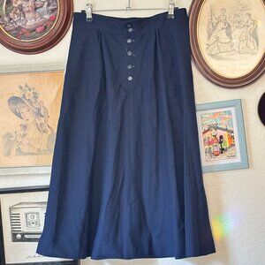 Vintage Reproduction Button Front Navy Skirt